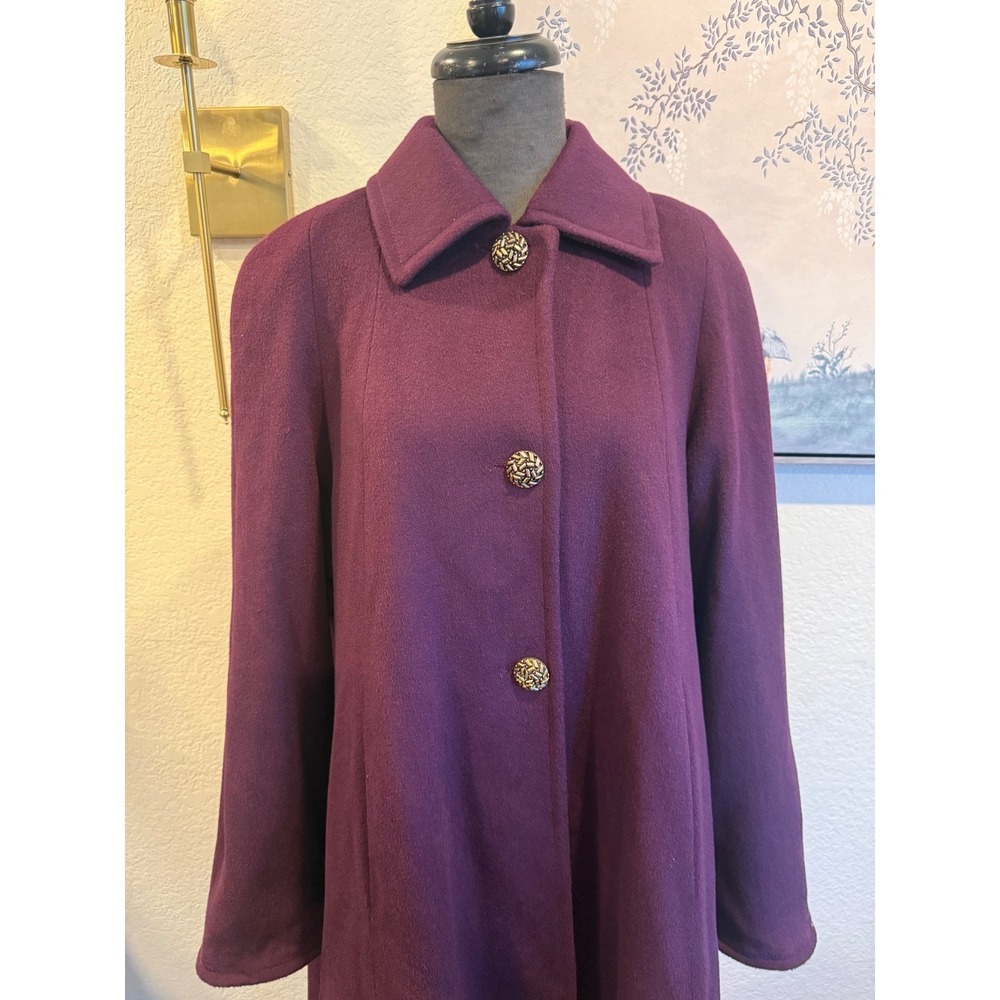 Ashley Scott Vintage Purple‎ Wool Blend Coat Made in USA Textured Buttons 25x36 - Picture 2 of 8